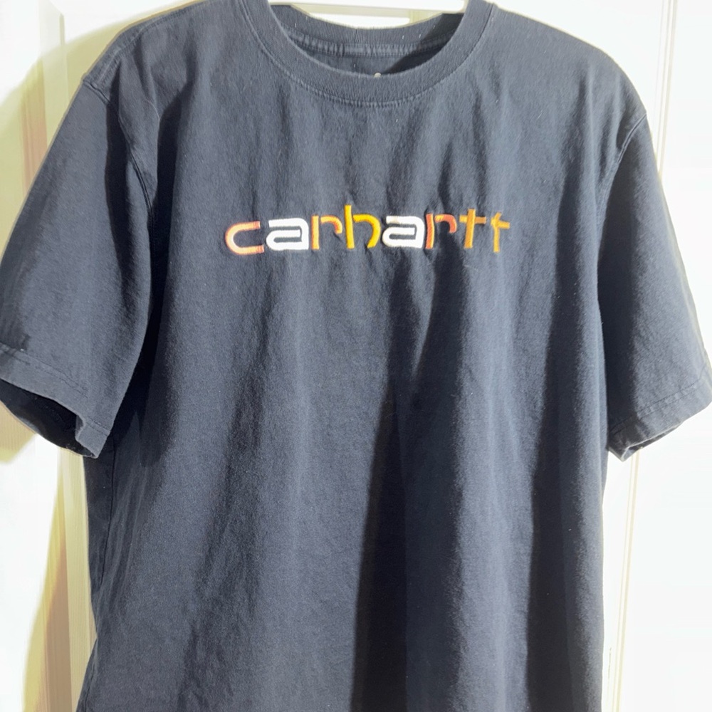 Carhartt Navy Blue Tee with Yellow Logo